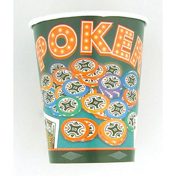 Various Paper Cups, 9oz, Poker Theme, 8 Count