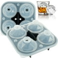 thumbnail image 2 of Large Ice Cube Molds Reusable 4 Grids  Ice Cube Tray with Lid Flexible Silicone Ice Ball Maker Molds Easy Release for Freezer Whiskey Cocktail Jelly Pudding, 2 of 11