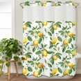 thumbnail image 3 of Summer Lemon No Hook Shower Curtain Waterproof, Bathroom Curtains with Snap in Liners and See Through Top Window, Green Botanical Watercolor Fruits Hotel Style Bathtub Curtains Shower 72"Wx84"L, 3 of 8