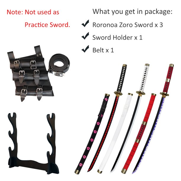 41 inches Roronoa Zoro Sword Set with Belt and Holder, Wado