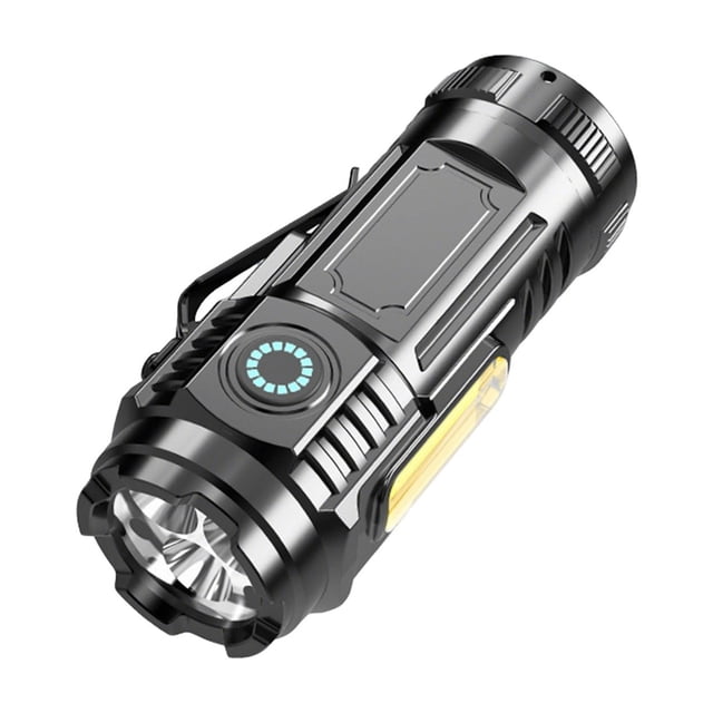 Super Bright Mini Three Eyed LED Flashlight with Rechargeable Power and Hat Clip for Hands-Free Use