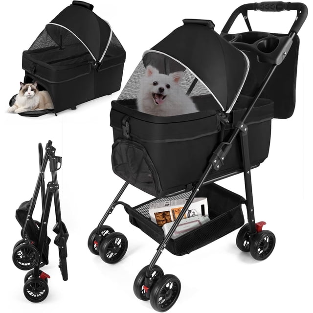 Carriola coche transportadora de perro gato mascotas plegable con 8 llantas