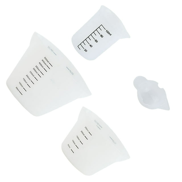 unbranded 4Ud De Tazas Medidoras De Silicona Beige Con Medidas Claras Para Cocina Y Leche