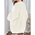 thumbnail image 4 of Women Chunky Knit Cardigan Long Sleeve V Neck Button Up with Pocket Sweater Coat for Fall and Winter White XXXL, 4 of 9