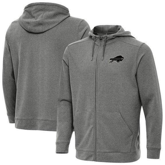 Men's Antigua Heather Black Buffalo Bills Effortless Full-Zip Hoodie Jacket