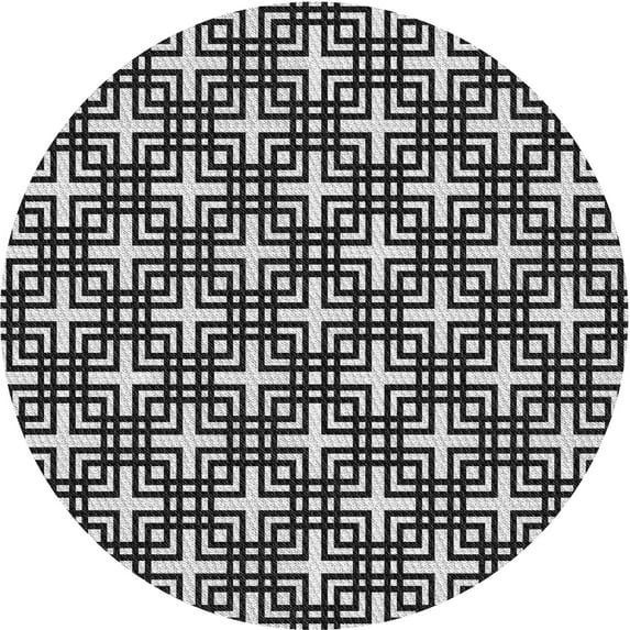 Ahgly Company Machine Washable Indoor Round Transitional Charcoal Black Area Rugs, 5' Round