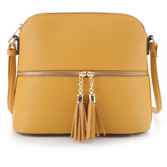 SG SUGU Bolso bandolera Lunar ligero de cúpula mediana con borla | Bolsillo con cremallera | Correa ajustable