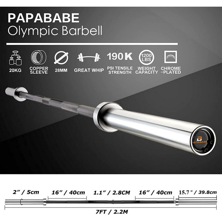 Buy Papababe 2 Inch Bumper Plates Set With 7-Foot Olympic Barbell Rubber Weight Plates With Steel Insert Chrome Bar For Weightlifting Powerlifting