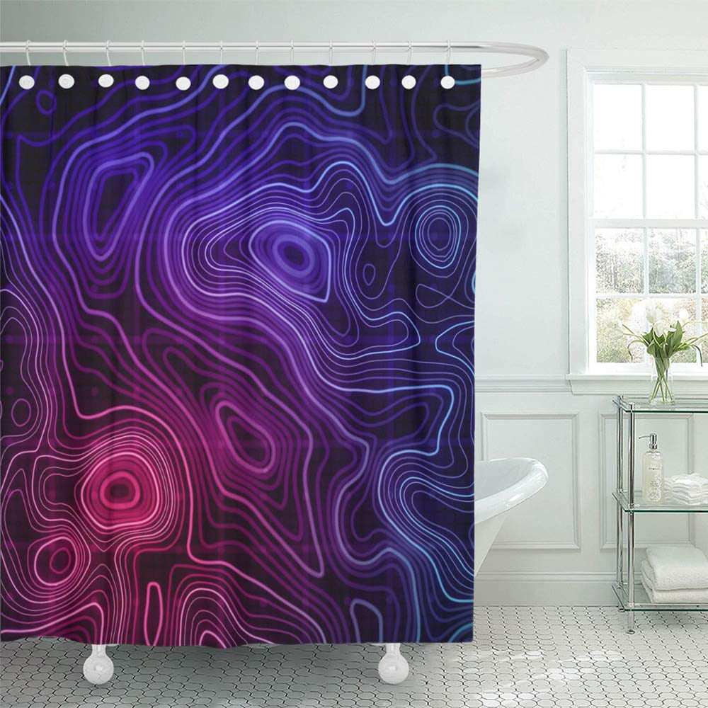 Bathroom Mat Hypnosis Colorful Dizziness Pattern Shower Curtain Waterpoof Fabric 