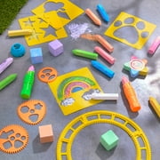Play Day 90-Piece Multicolor Sidewalk Chalk Set with Stencils and Tools