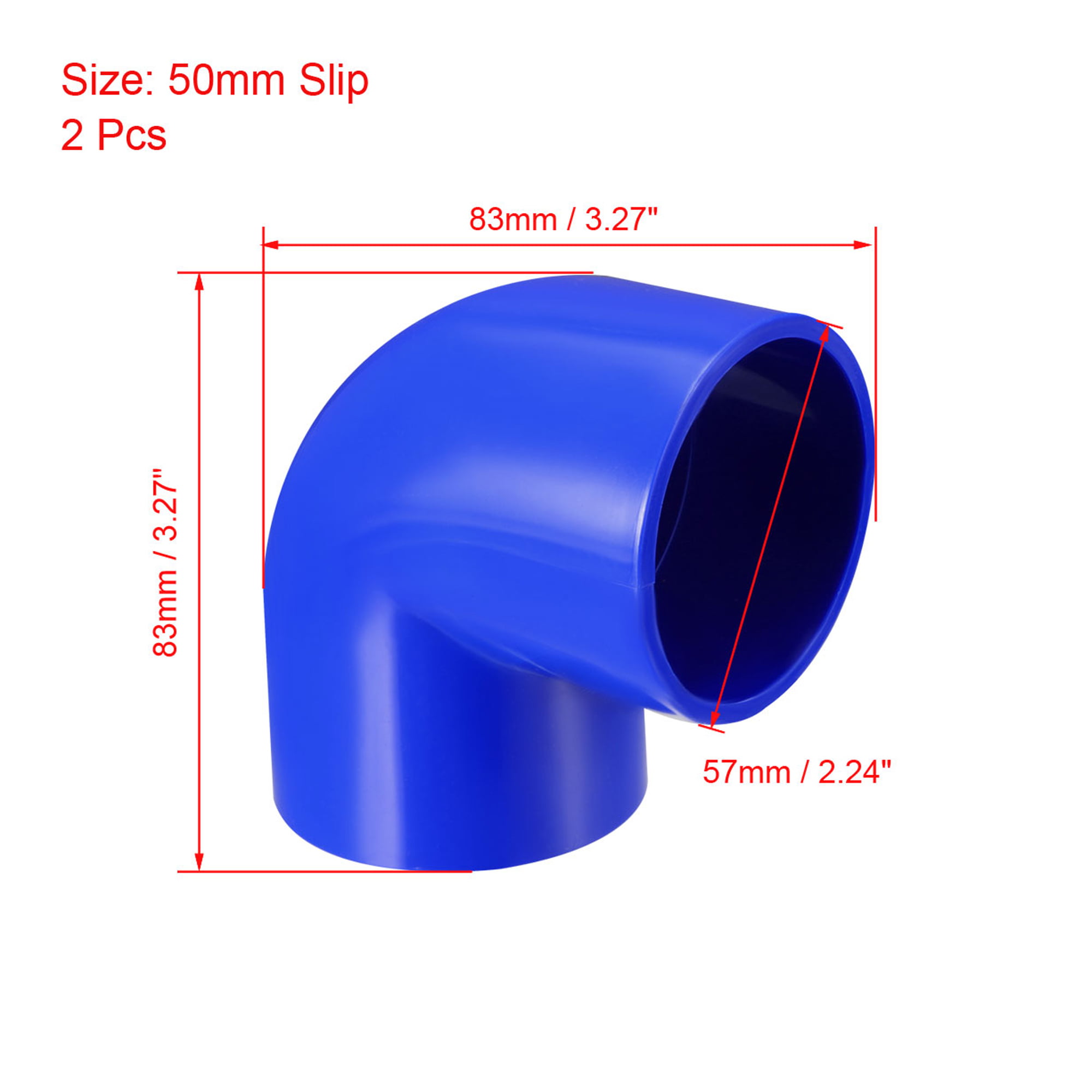 uxcell 50mm Slip 90 Degree PVC Pipe Fitting Elbow Coupling Adapter Blue 2 Pcs 