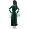 thumbnail image 4 of inlzdz Medieval Renaissance Princess Costume for Girls Gothic Vintage Long Maxi Dress Halloween Green 16, 4 of 4
