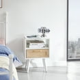 thumbnail image 2 of Accreate 15.75" Multifunctional Nightstand Rattan End Table Storage Cabinet With Drawer Shelf USB Charging Ports Power Outlet For Living Room Bedroom, 2 of 9