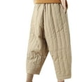 thumbnail image 5 of PXLKNZH Harem Pants for Womens Elastic High Waisted Baggy Lounge Puffer Pants Winter Warm Vintage Quilted Pants with Pockets Khaki,XXL, 5 of 8