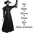 thumbnail image 1 of Médico De La Peste Cosplay Disfraz De Halloween Medieval Con Capucha Máscara Sombrero Para El Monje, 1 of 4