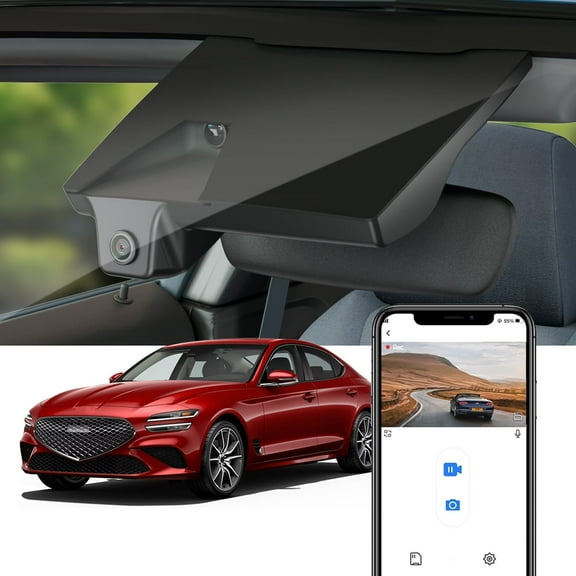 Fitcamx 4K Dash Cam Suitable for Genesis G70 2019-2025 (Part No#G9000) 2.0T 2.5 T 3.3T, OEM Factory Look, WiFi & APP, Plug & Play, 64GB Card