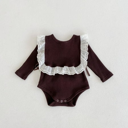 

DancePeanut Korean Cute Baby Girl Europe Style Newborn Lace Ruffled Bib Long Sleeve Cotton Rompers Baby Clothing Toddler Girl Clothes Set