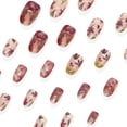 thumbnail image 6 of 24Pcs Fall Press on Nails Medium Thanksgiving Fake Nails with Maple Leaf Designs Plastic Nails Press on Autumn False Nail Kit Reusable Fall Leaves Stick on Nails for Women, 6 of 7