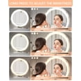 thumbnail image 3 of 19 Inch Large Round Vanity Mirror with Lights, Round Led Makeup Mirror, Lighted Up Makeup Mirror with Lights for Bedroom Tabletop, Smart Touch Control 3 Colors Dimmable, 360°Rotation (White), 3 of 9