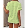 thumbnail image 5 of T Shirts For Women Green Womens Tops Fashion V Neck With Mesh Cut Out Short Sleeved Elegan Casual Pullover Daily Comfortable Summer Tops, 5 of 7