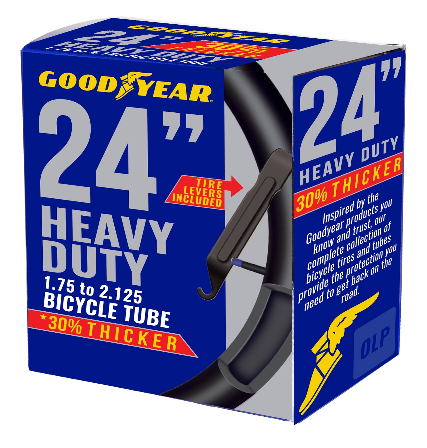 NEW Lot of 2 Goodyear 24" Heavy Duty Bike Bicycle Tubes 1.75-2.125 Tire Levers 