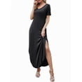 thumbnail image 6 of Women's Dresses V Neck Casual Short Sleeve Loose Pocket Slits Long Dress, 6 of 6