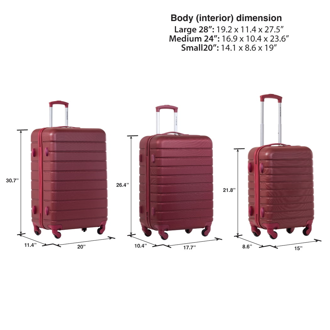 Jetstream 3 piece Set Hardside Spinner Luggage, 20" Carry On, 24" and