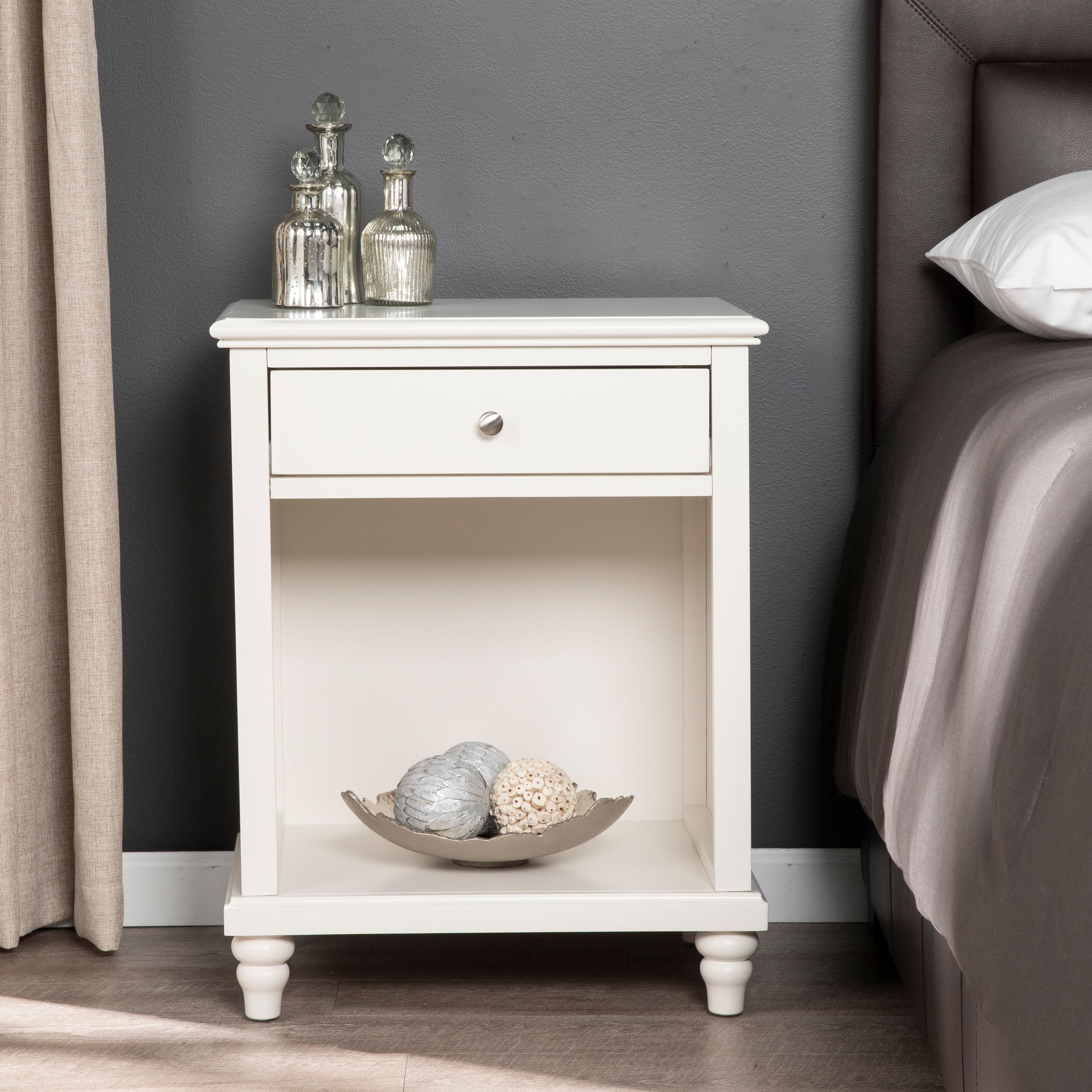 Fairford White Nightstand w/ USB Ports