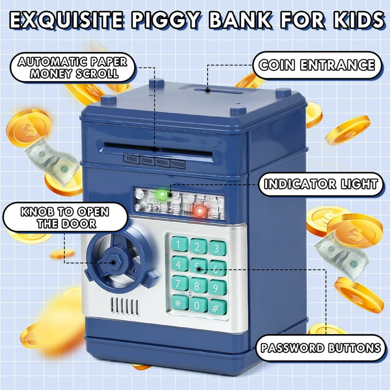OROLIVING Kids Safe Bank, ATM Savings Bank Toy, Password Protected