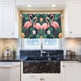 thumbnail image 5 of Yayeee Kitchen Curtains Tier Pair Light Filtering 27"x36" Rod Pocket Short Cafe Window Panel, Flamingo Leaves Pattern, 5 of 7