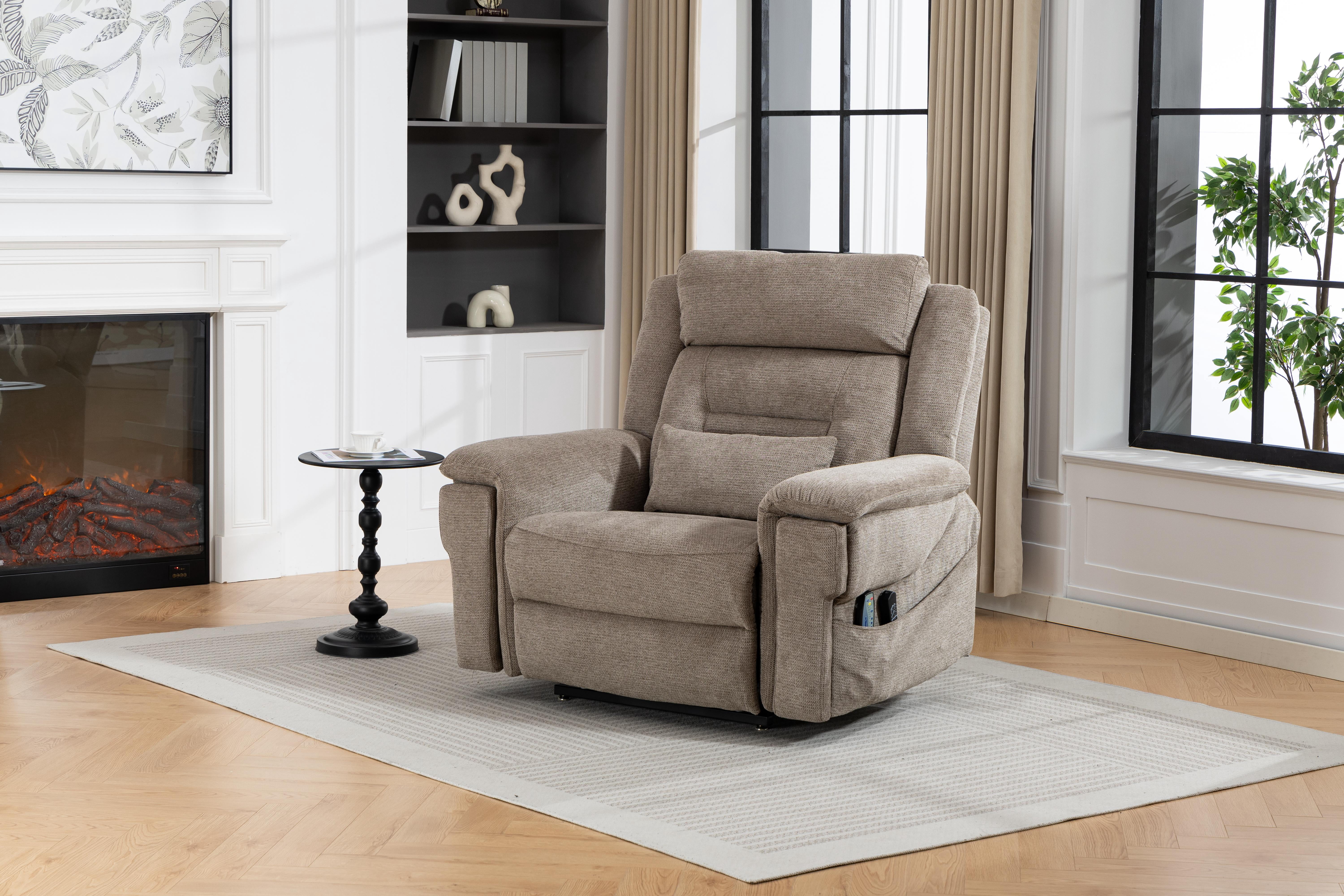 Power Lift Recliner for Elderly 28 Inch Wide Seat, Lay Flat Lift Chair with Heat Massage, Cup Holder & Wireless Phone Charger, USB Type C Charging, Big Tall 400 lbs