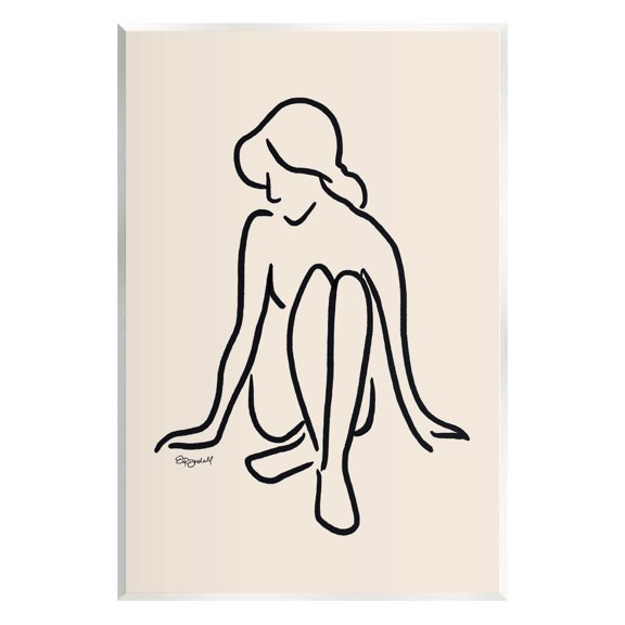Stupell Industries Relaxing Girl Doodle Style Line Drawing Graphic Art Unframed Art Print Wall Art, Design by Elizabeth Tyndall