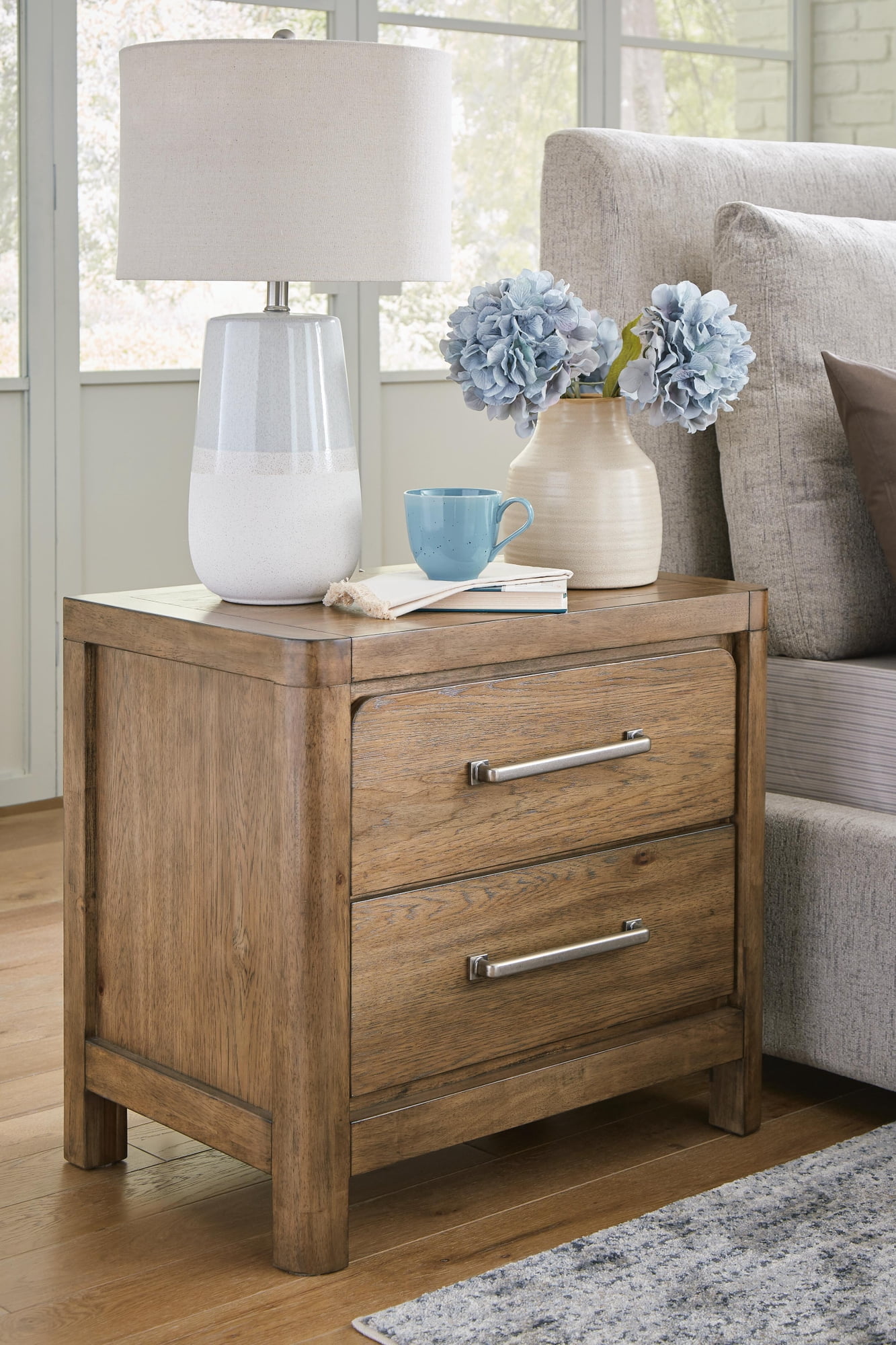 Signature Design by Ashley Cabalynn 2 Drawer Nightstand, Light Brown