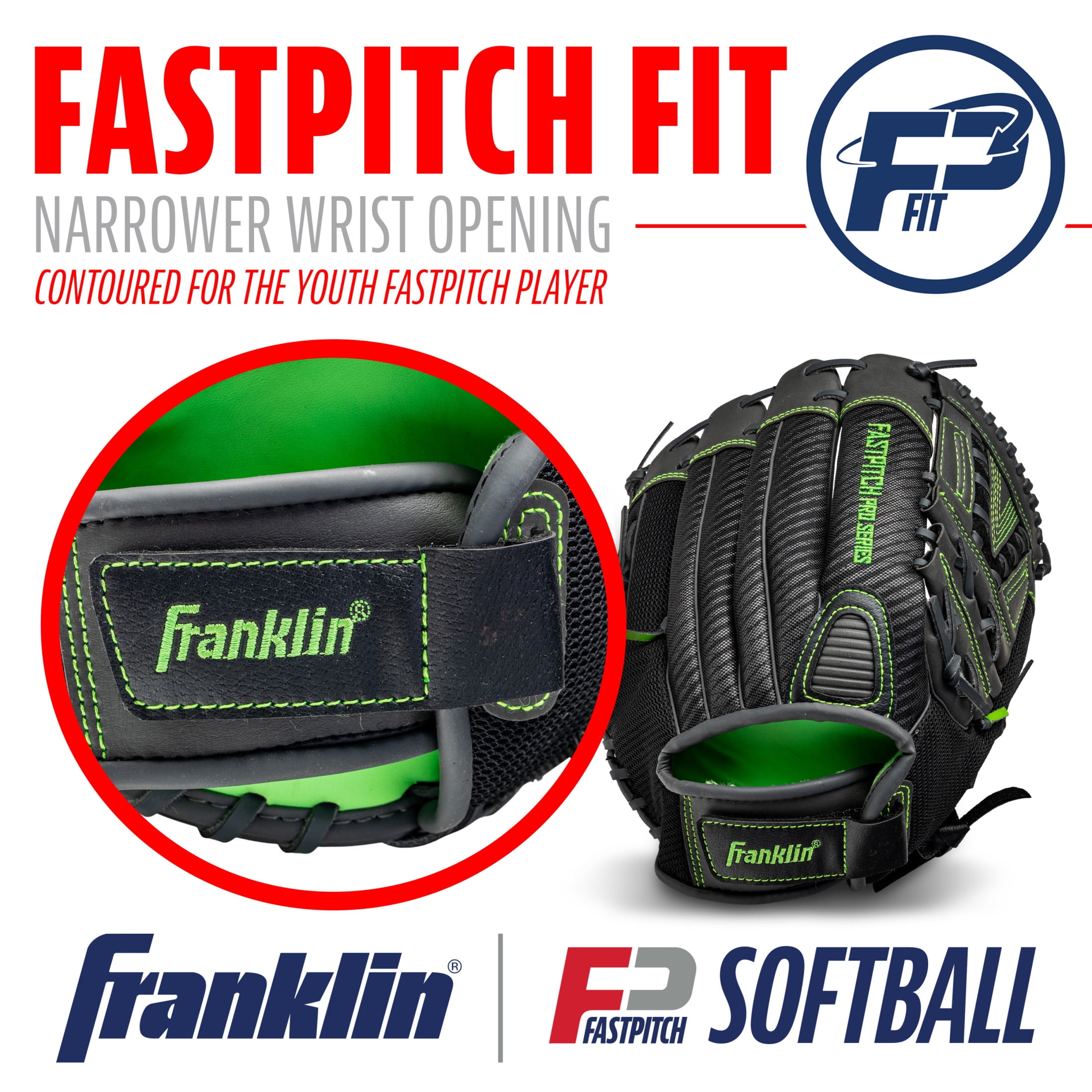 Franklin Sports Fastpitch Pro Softball Glove, 12.5 in, Lime Green, Right Hand Throw