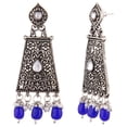 thumbnail image 5 of Efulgenz Indian Earrings Ethnic Crystal Kundan Enamel Faux Pearl Beads Drop Hoop Jhumka Jhumki Dangle Earrings for Women, Grey, 5 of 5