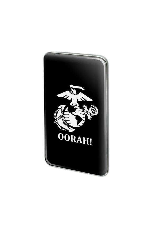 Oorah! USMC Marine Corps White on Black Officially Licensed Metal Rectangle Lapel Hat Pin Tie Tack Pinback
