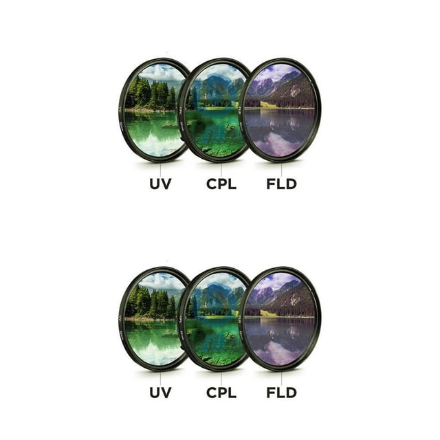 ZLight 3 Pcs 3-in-1 Lens Filter with Bag 49MM 52MM 55MM 58MM 62MM 67MM 72MM 77MM Protector Filtering Circular Polarizer Carrying Case 72mm 2Set