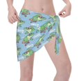 thumbnail image 3 of KLL Crocodile Riding Skateboard Print Women's Sarong Coverups Short Bathing Suit Wrap Skirt Beach Wrap Swimsuit Cover Ups, 3 of 6