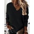 thumbnail image 3 of STETMN Women's V Neck Sweatshirts Casual Loose Long Sleeve Tops Basic Soft Trendy Shirts, 3 of 3
