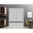 thumbnail image 3 of Sliding French Double Pocket Doors 36 x 80 inches | Planum 0012 Grey Matte with Frosted Glass | Kit Trims Rail Hardware | Solid Wood Interior Bedroom Sturdy Doors, 3 of 6
