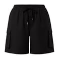 thumbnail image 4 of MYAOYI Womens Drawstring Cargo Shorts with Pockets Elastic Waist Loose Fit Casual Summer Shorts for Women, 4 of 8