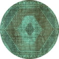 thumbnail image 1 of Ahgly Company Indoor Round Persian Turquoise Blue Traditional Area Rugs, 5' Round, 1 of 4