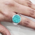 thumbnail image 5 of Natural Turquoise Ring, Silver Jewelry, 925 Silver Ring, Father's Day, Plain Tibetan Turquoise Ring, December Birthstone, Heavy Mens Ring, Spiritual Healing Gemstone, Christmas, Mens Signet Ring, 5 of 8