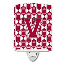 Letter V Football Crimson, grey and white Ceramic Night Light