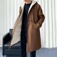 thumbnail image 4 of Timoontee Men's Sherpa Lined Coat Warm Thickened Coats Fleece Windproof Jacket Casual Comfy Long Parka Solid Zip Up Outerwear Winter Overcoat Coffee M, 4 of 7