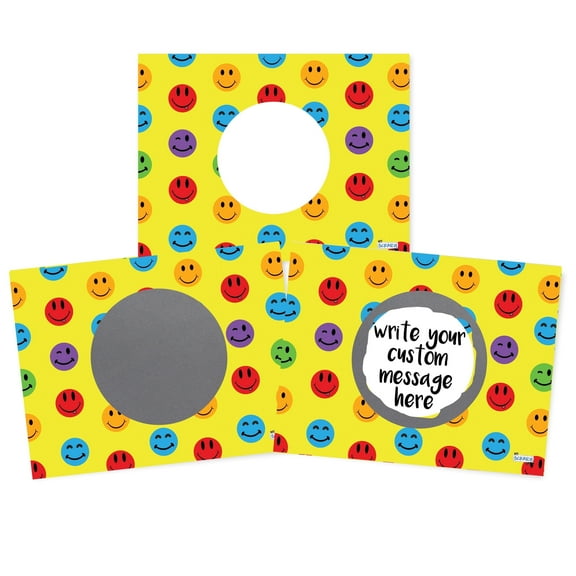 My Scratch Offs Smiley Face Teacher Rewards DIY Scratch-off Note Cards & Stickers, Yellow, 20 Pack