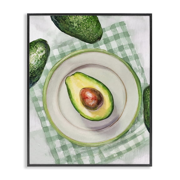 Stupell Industries Delicious Avocado on Plate Food & Beverage Painting Black Framed Art Print Wall Art, 11 x 14
