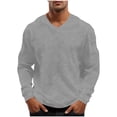 thumbnail image 2 of Ceisia Men's Fashion Long Sleeve V-Neck T-Shirt Solid Color Casual Relaxed Fit Stretch Waffle Knit Soft Comfort Breathable Home Gym Top Gifts for Father Gray 3X, 2 of 9