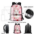 thumbnail image 4 of Jeiento Rabbit Backpack and Lunch Bag Set for Girls 6-8 Kids School Bookbag with Lunch Box Pencil Case Strawberry Elementary Primary Students Schoolbag Set, 3 IN 1, 4 of 7