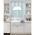 thumbnail image 4 of Teal Aqua Stripe Kitchen Curtains Sets 24 Inch Length with Valance, Gradient Geometric White Vertical Striped Swag Valances and Tiers Curtain Set Drapes Swag Curtains for Living Room, Bathroom, 4 of 6